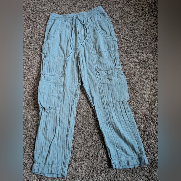 Free People Sea Spray Feelin' Good Linen Blend Utility Pant Women's S - Picture 2 of 9